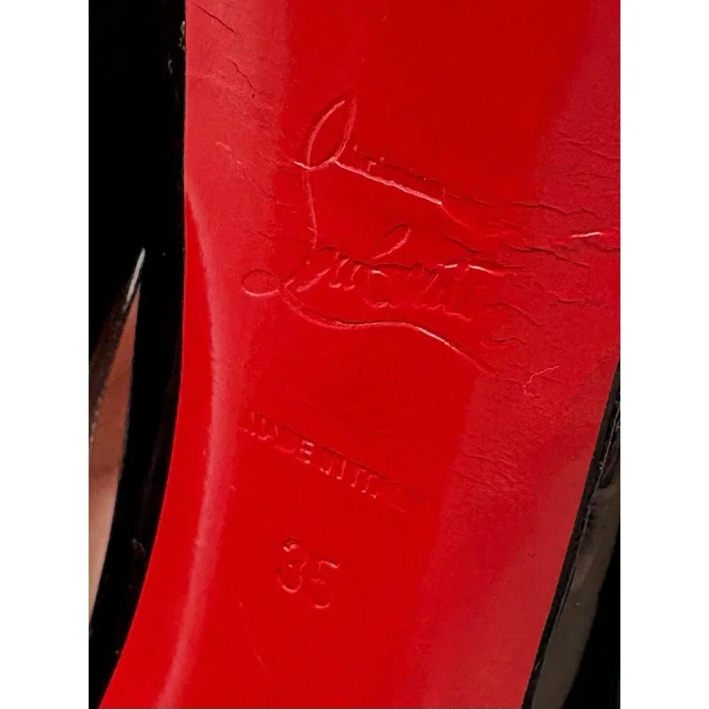 Christian Louboutin Bianca 140 Black Patent Leather Platform Heels Size EU 35